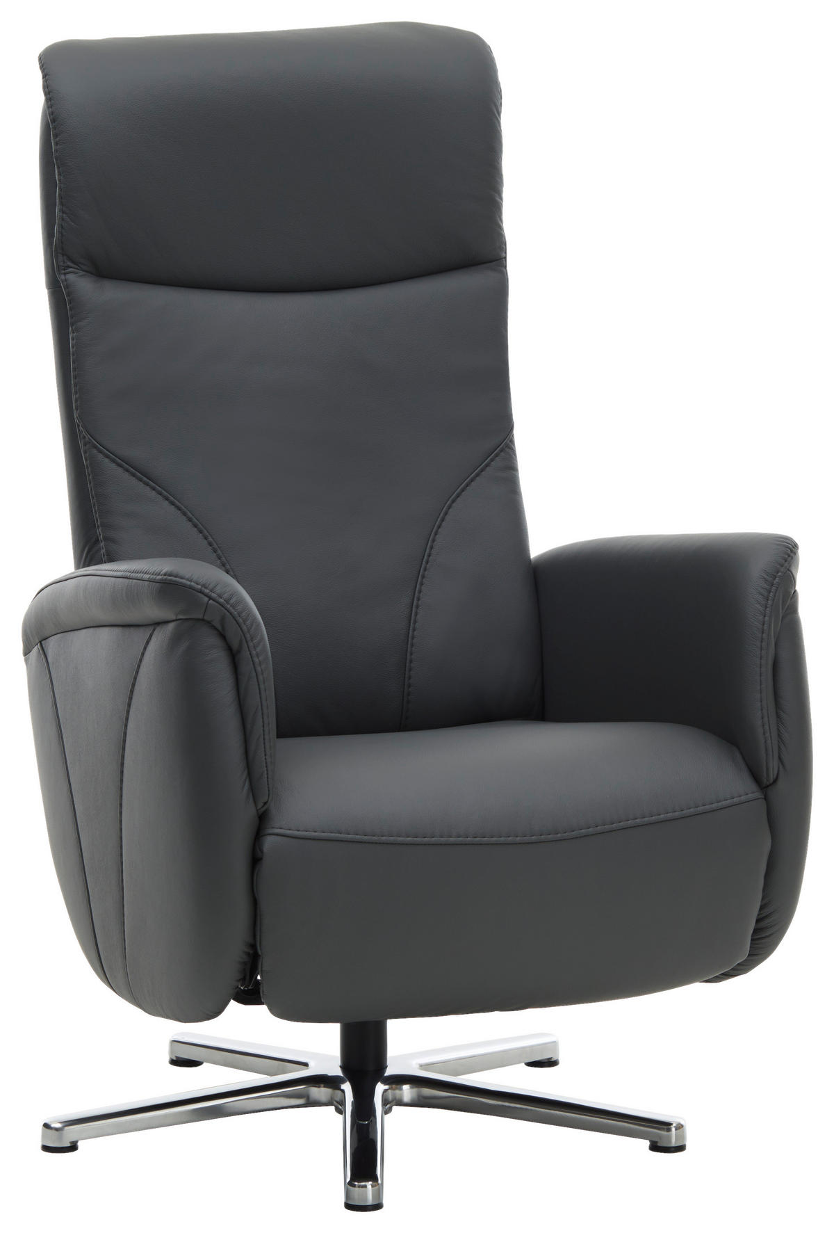 RELAXSESSEL in Leder Anthrazit  - Chromfarben/Anthrazit, Design, Leder/Metall (71/110/83cm) - Beldomo Speed