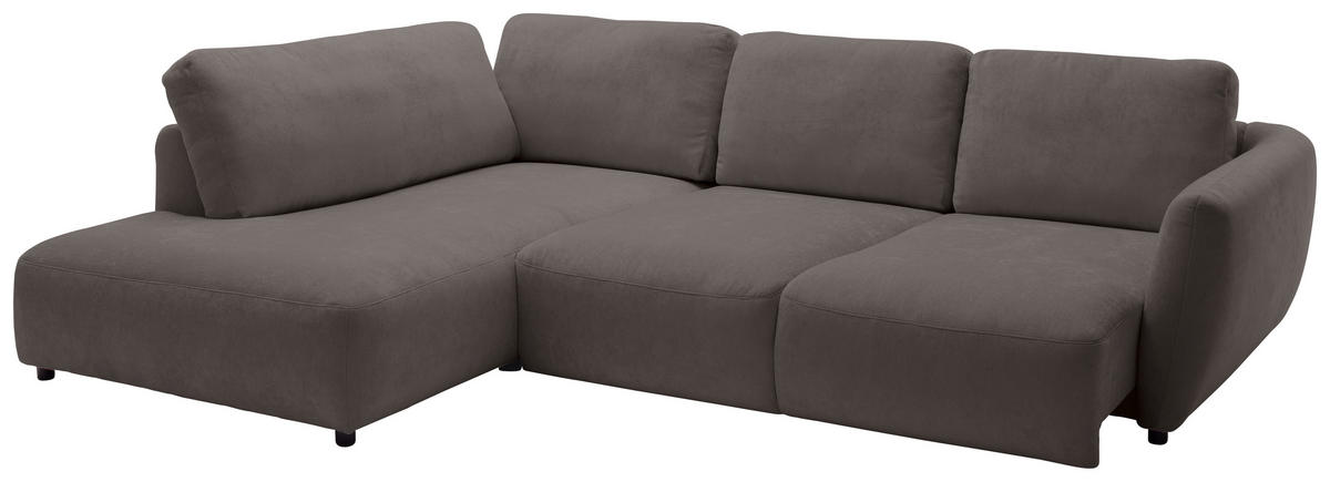 ECKSOFA Chenille Dunkelbraun  - Dunkelbraun/Schwarz, Konventionell, Kunststoff/Textil (224/307cm) - Hom`in