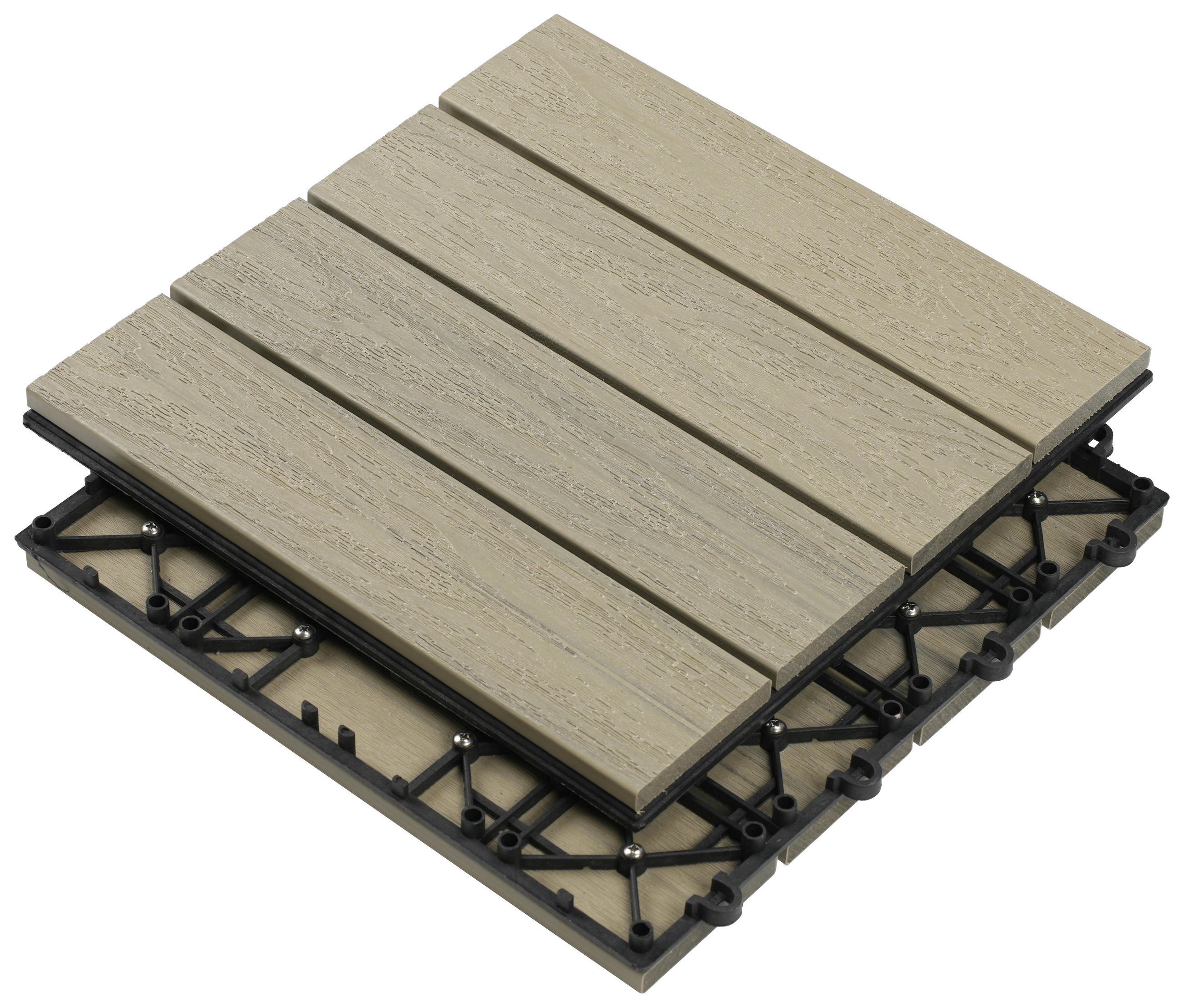TERRASSENFLIESE Grau, Silberfarben 11 Stück  - Silberfarben/Grau, KONVENTIONELL, Holzwerkstoff (30/30/2,4cm) - Ambia Garden