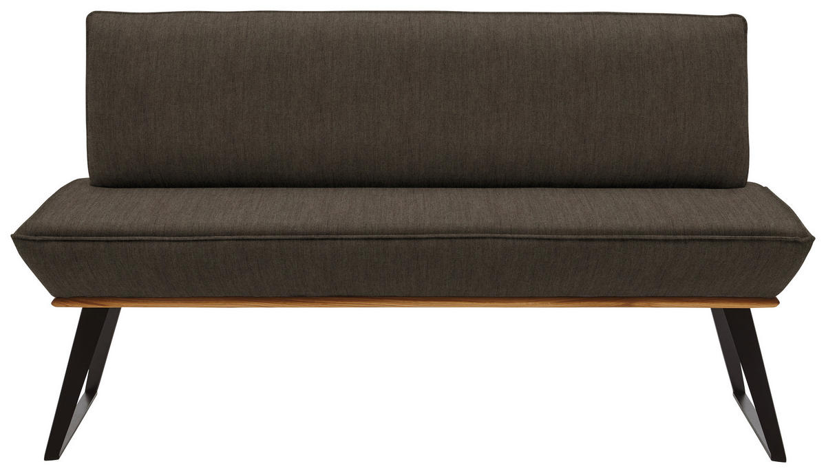 SITZBANK 140/87/64 cm Webstoff Schwarz, Eichefarben, Hellbraun Eiche massiv Metall  - Hellbraun/Eichefarben, Design, Holz/Textil (140/87/64cm) - Voleo