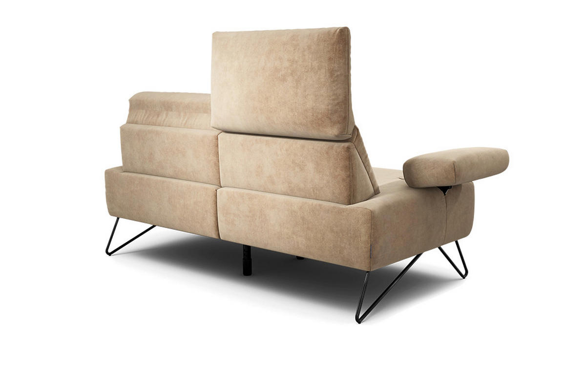 2-SITZER-SOFA Samt Sandfarben  - Sandfarben/Schwarz, Design, Textil/Metall (164-194/85/86-94cm) - SENSOO