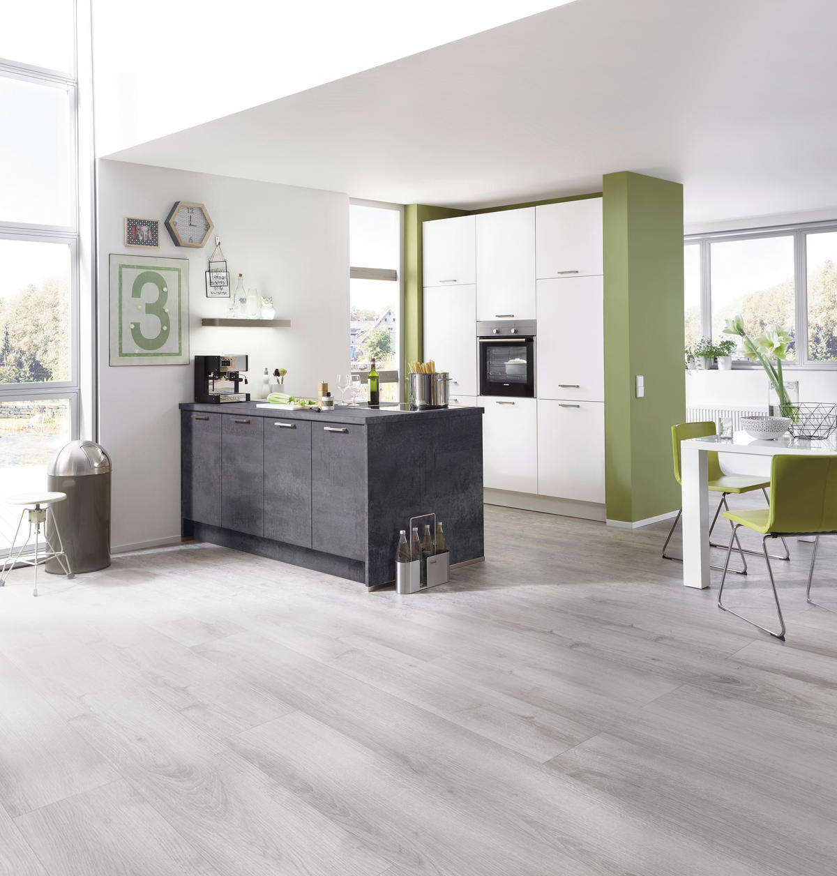 EINBAUKÜCHE 615  - Schwarz/Weiß, Design, Holzwerkstoff - Celina