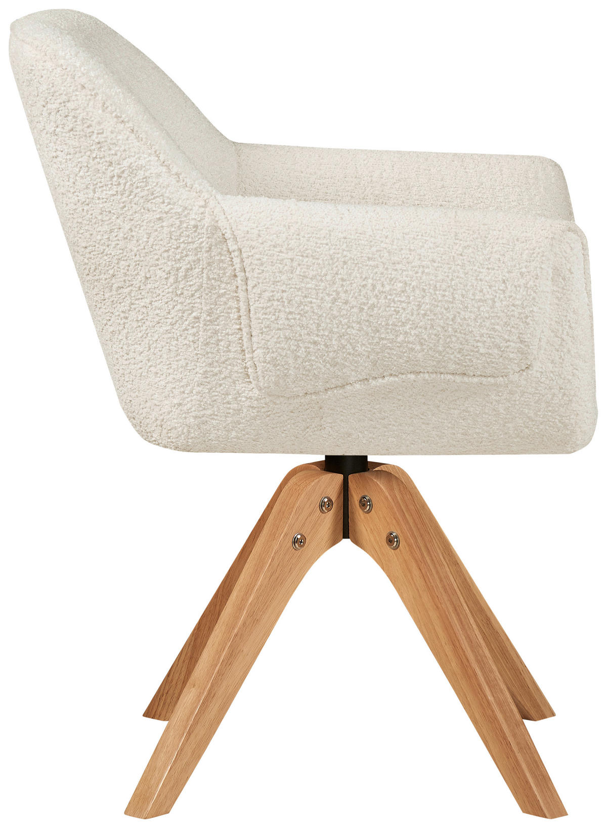 ARMLEHNSTUHL  in Bouclé  - Weiß, MODERN, Holz/Textil (60/86,5/63,5cm) - Kayoom