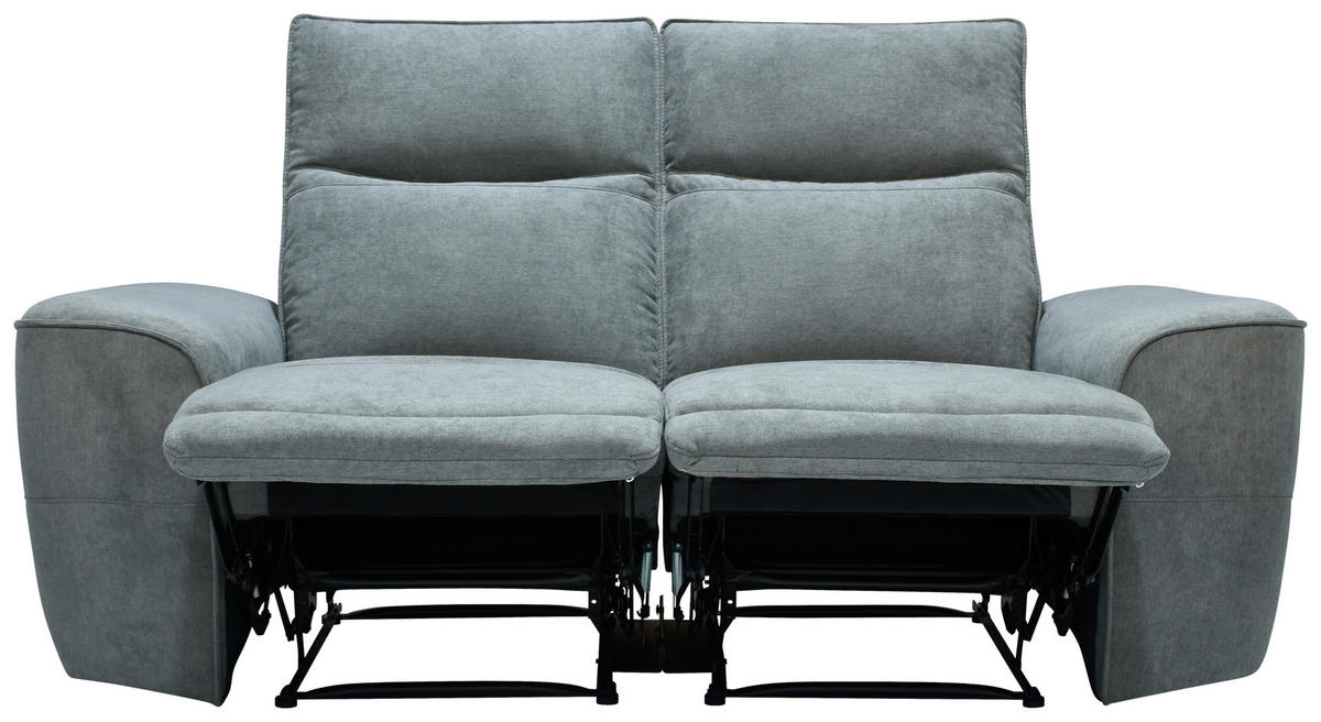 KÉTÜLÉSES KANAPÉ fém, műanyag, textil, faalapú anyag szürke  - fekete/szürke, Konventionell, műanyag/faalapú anyag (170cm) - Celina Home