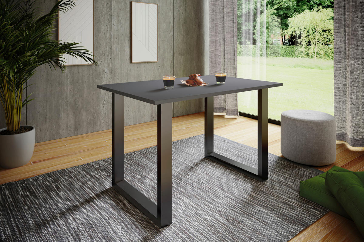 MATBORD i metall, trämaterial 140/50/76 cm   - svart/antracit, Basics, metall/trämaterial (140/50/76cm) - MID.YOU