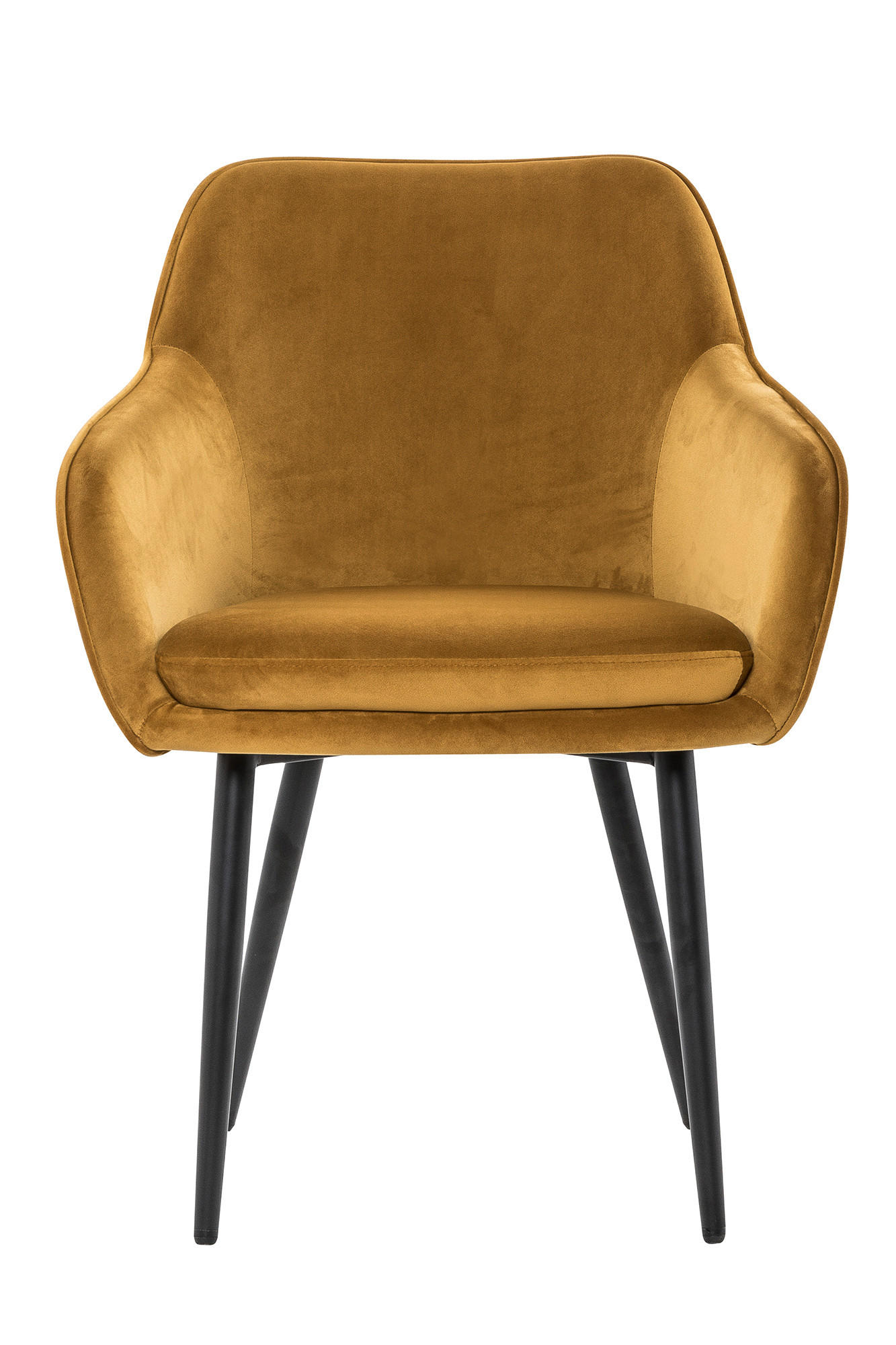 ARMLEHNSTUHL  in Samt  - Senfgelb/Schwarz, MODERN, Textil/Metall (61/85/60cm) - Livetastic