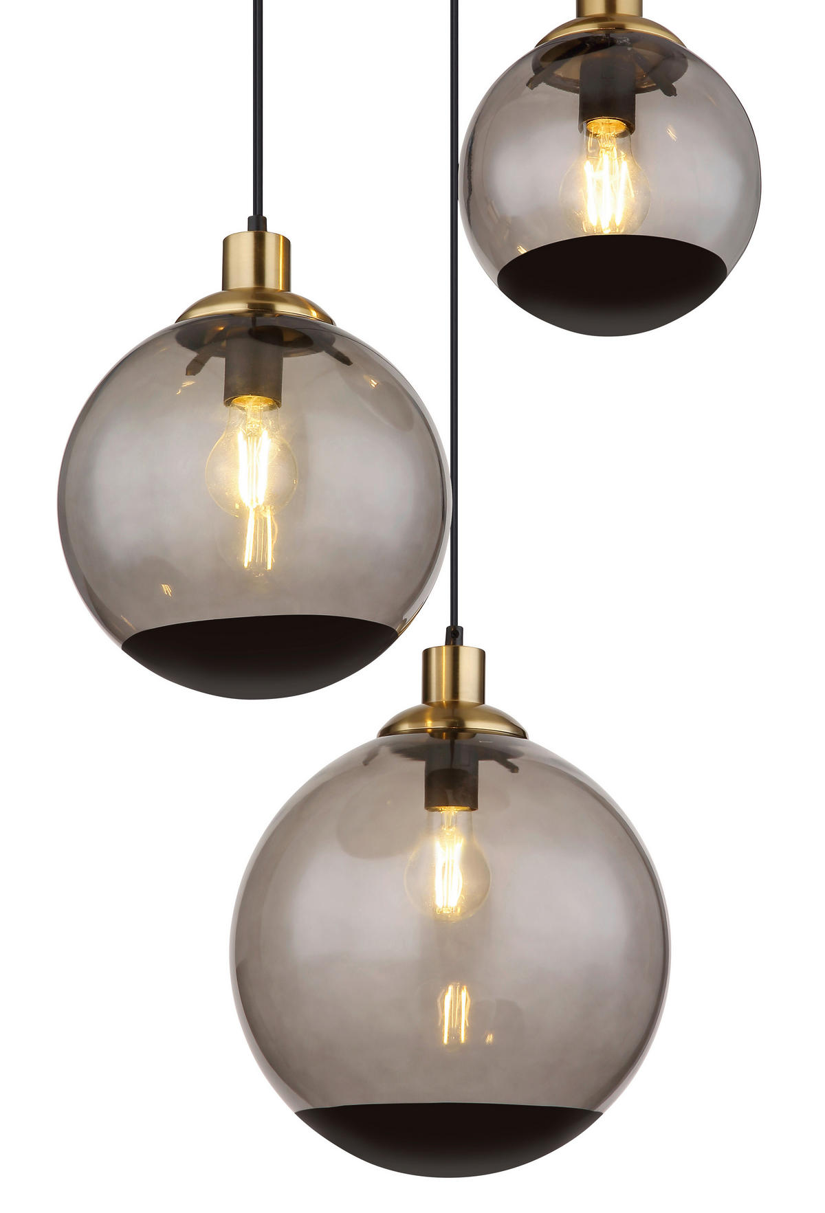 HÄNGELEUCHTE 51/120 cm   - Messingfarben/Schwarz, Design, Glas/Kunststoff (51/120cm) - Globo