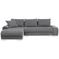 ECKSOFA Grau, Dunkelgrau Webstoff, Flachgewebe  - Dunkelgrau/Alufarben, Design, Kunststoff/Textil (198/278cm) - Carryhome