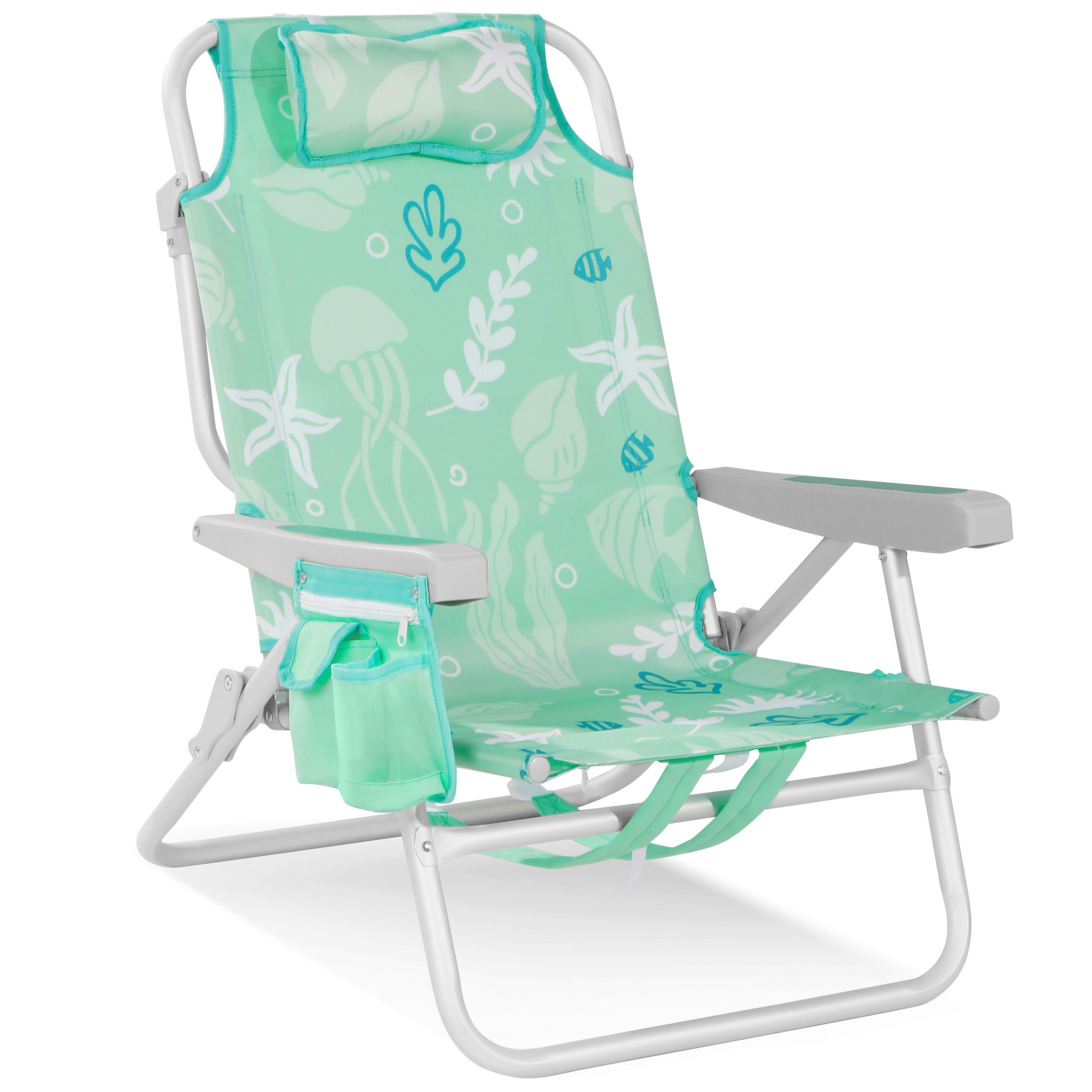 STRANDSTUHL Aluminium Alufarben, Mintgrün  - Alufarben/Mintgrün, Basics, Textil/Metall (61/62.5/83.5cm) - Modante