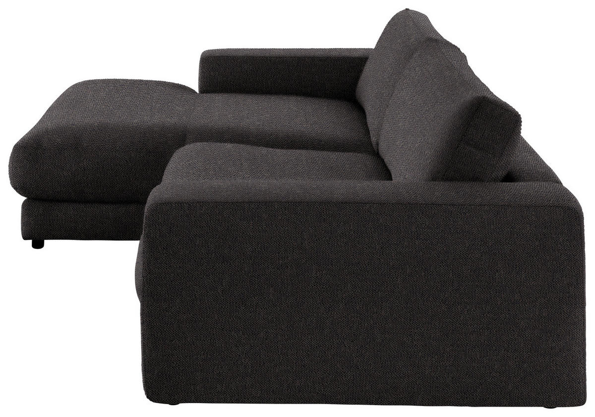 ECKSOFA in Flachgewebe Schwarz  - Schwarz, Design, Kunststoff/Textil (190/270cm) - Lomoco