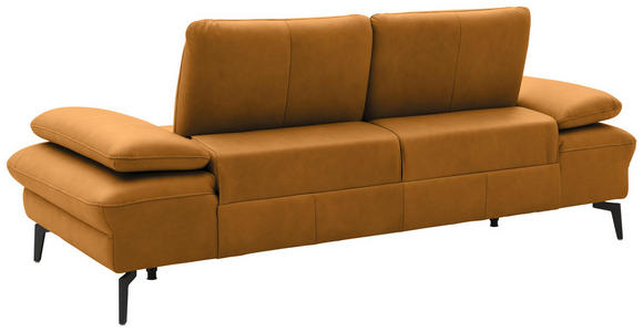 2,5-SITZER in Leder Currygelb - Currygelb/Schwarz, Design, Leder/Metall (212/86/94cm) - Dieter Knoll