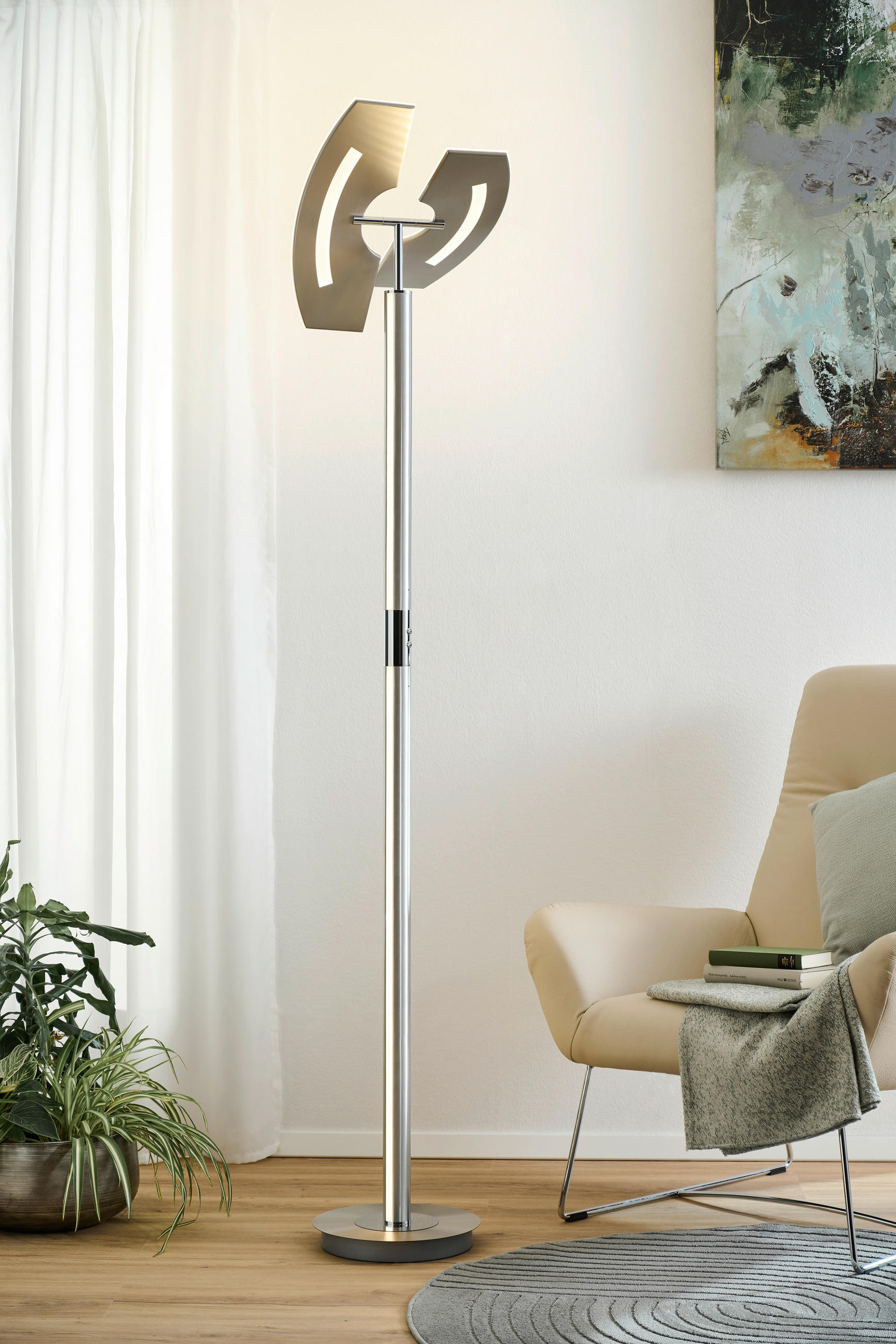 STOJACÍ LED SVÍTIDLO, 44/38/183 cm - bílá/barvy chromu, Basics, kov/plast (44/38/183cm) - Dieter Knoll