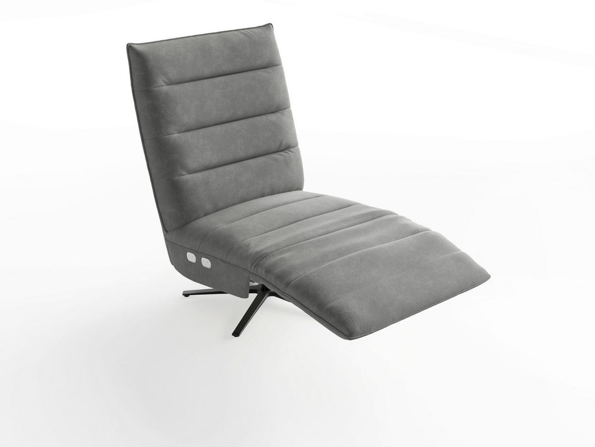 RELAXSESSEL EVE E Flachgewebe Kopfteilverstellung, Rücken echt    - Schwarz/Grau, Basics, Textil/Metall (80/109/98cm) - Sit & More