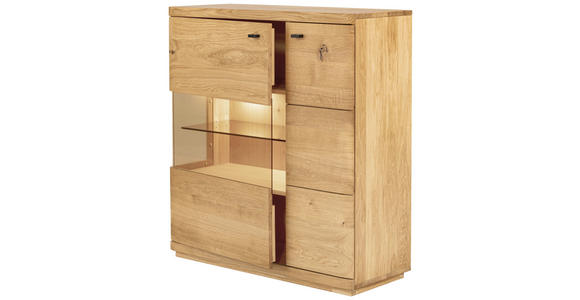 HIGHBOARD 99/141/38 cm  - Eichefarben/Transparent, Natur, Glas/Holz (99/141/38cm) - Linea Natura