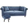 CHESTERFIELD-SOFA Samt Blau  - Blau, Design, Textil/Metall (217/80/88cm) - Livetastic