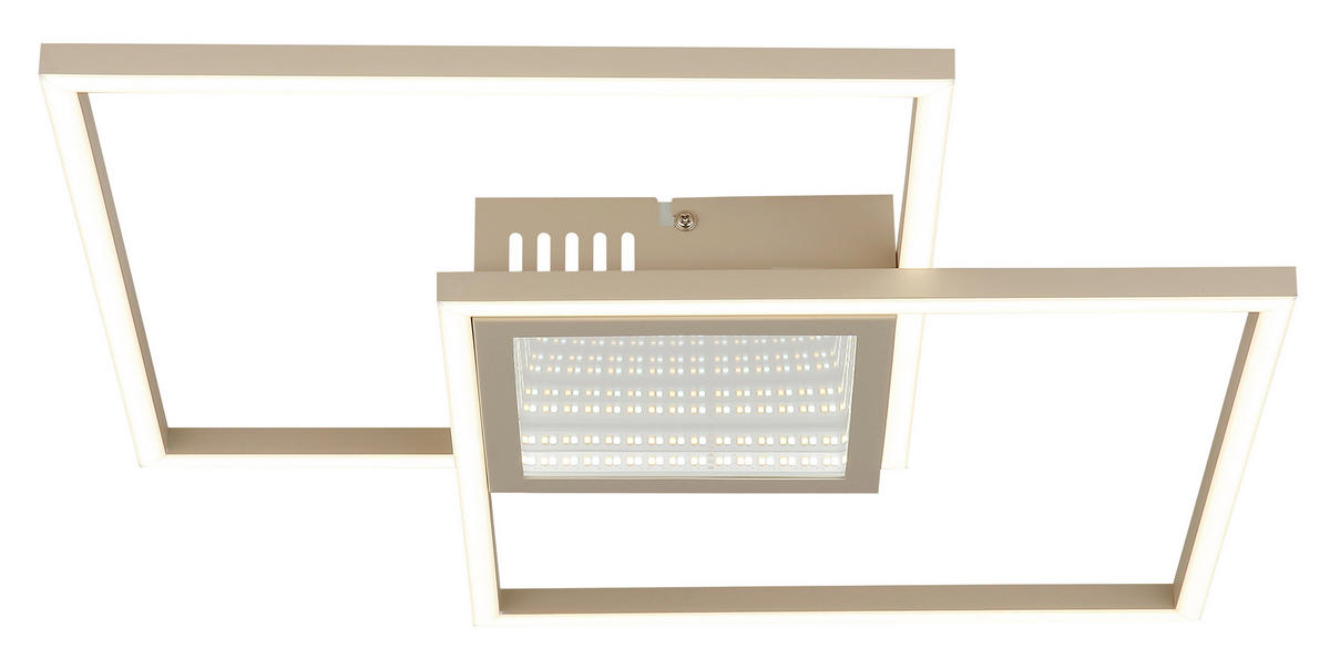 LED-DECKENLEUCHTE Saunders 42,6/42,6/5 cm  - Sandfarben/Opal, Design, Kunststoff/Metall (42,6/42,6/5cm) - Globo