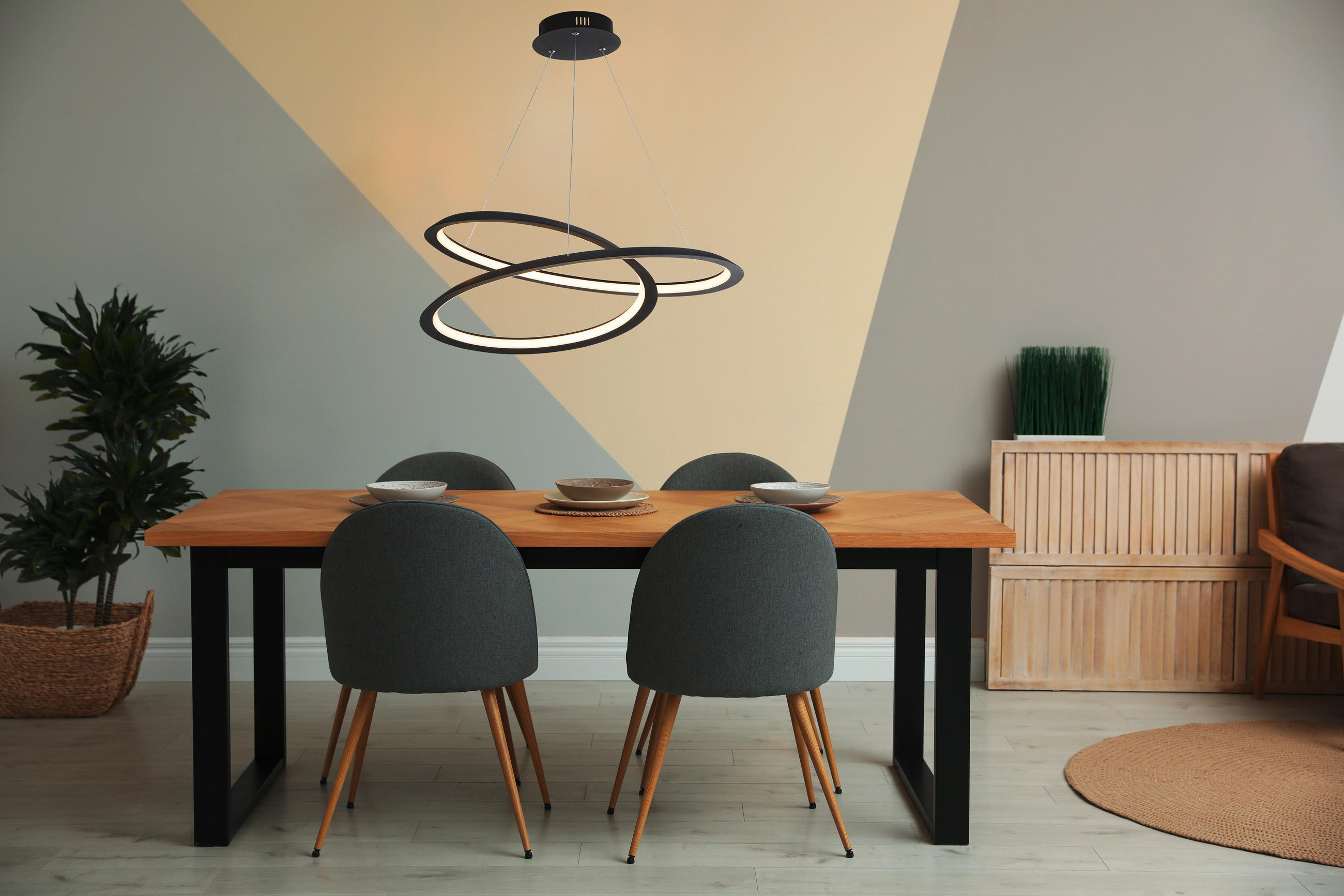 LED-HÄNGELEUCHTE Swirl 60/19/61 cm   - Schwarz, Design, Kunststoff/Metall (60/19/61cm)