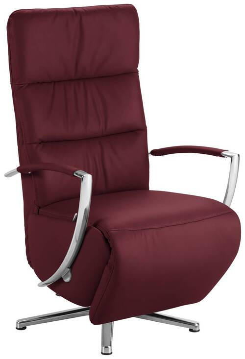 RELAXSESSEL in Leder Weinrot  - Chromfarben/Weinrot, Design, Leder/Metall (64/112/80cm) - Cantus