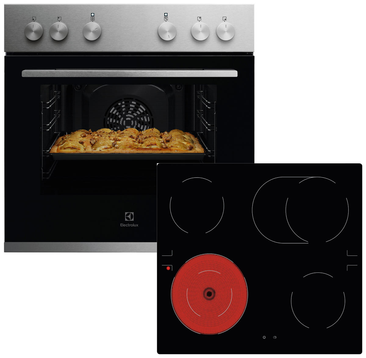 HERDSET ELXH2X  - Edelstahlfarben, Basics, Glas/Metall (59,4/59,0/56,0cm) - Electrolux