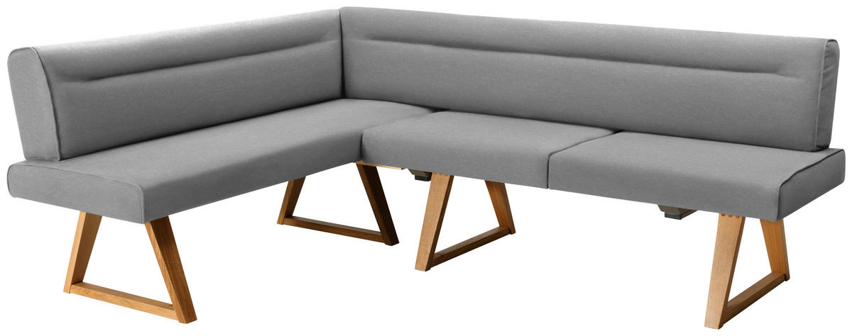 ECKBANK in Holz, Textil Eichefarben, Hellgrau  - Eichefarben/Hellgrau, Konventionell, Holz/Textil (170/230cm) - Moderano