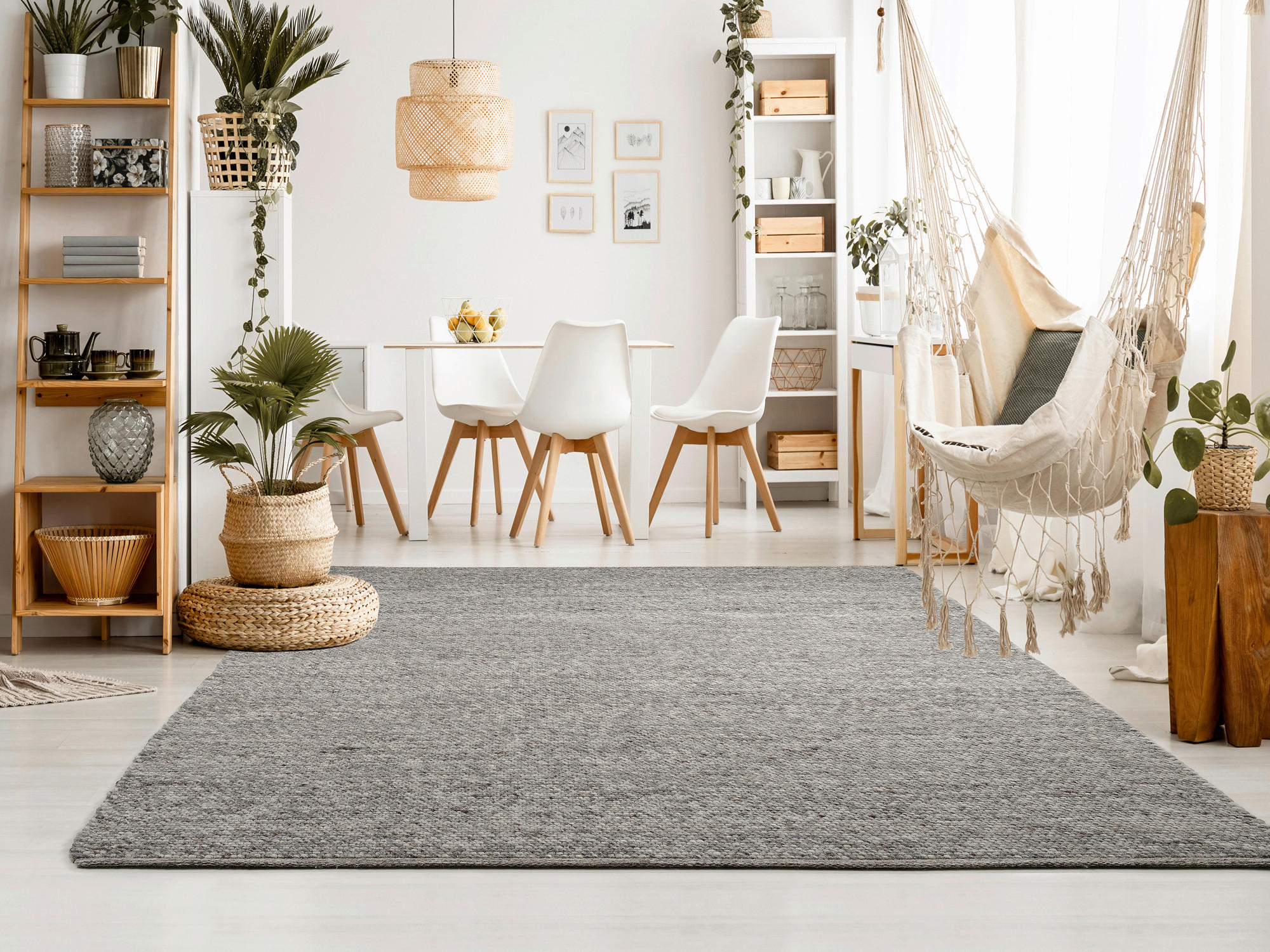 HANDWEBTEPPICH 200/200 cm Helsinki Graubraun  - Graubraun, Basics, Textil (200/200cm) - Linea Natura