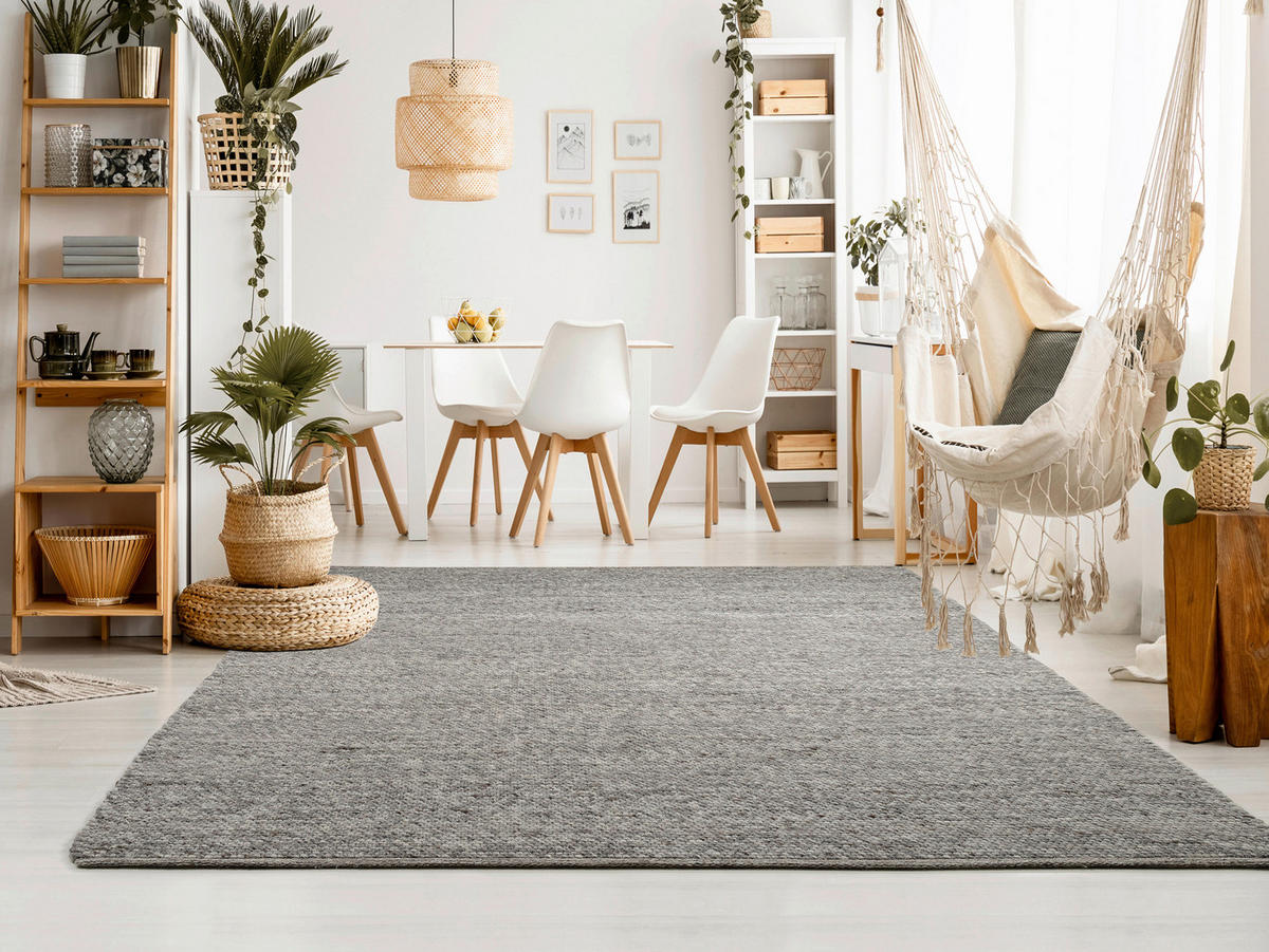 HANDWEBTEPPICH 200/200 cm Helsinki Graubraun  - Graubraun, Basics, Textil (200/200cm) - Linea Natura