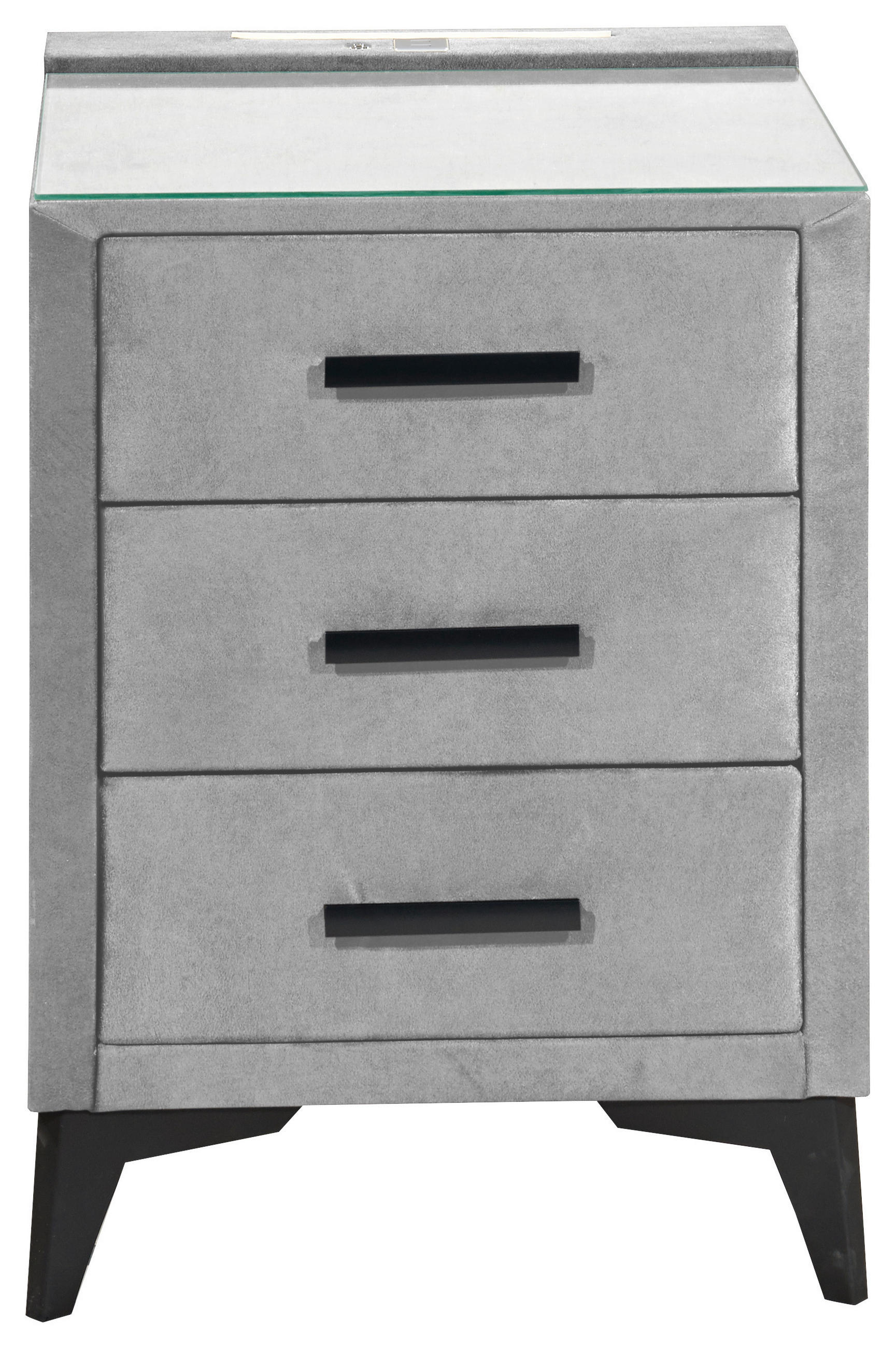 NACHTSCHRANK 47/70/51 cm  - Schwarz/Grau, KONVENTIONELL, Glas/Kunststoff (47/70/51cm) - Boxxx