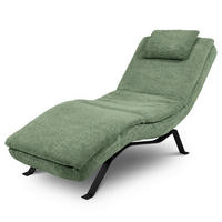RELAXLIEGE Echtleder Pastellgrün  - Pastellgrün/Schwarz, Design, Leder/Metall (65/95/171cm) - Celina Home