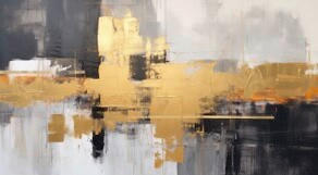 Euroart Aluminiumbild Black White and Gold IV Mehrfarbig 180x100x2 cm