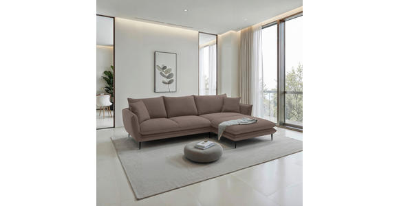 ECKSOFA  in Webstoff Braun  304/196 cm  - Schwarz/Braun, KONVENTIONELL, Textil/Metall (304/196cm) - Hom`in