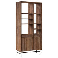 REGAL Sheesham massiv Braun, Honig  - Schwarz/Braun, Design, Holz/Metall (82,2/184,1/38cm) - Carryhome