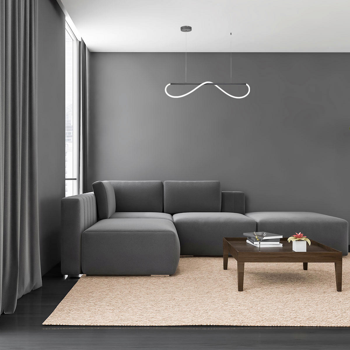 LED-HÄNGELEUCHTE Meleca  130/100/15 cm  - Schwarz, Design, Metall (130/100/15cm)