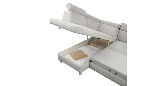 ECKSOFA inkl. Funktionen Grau Samt - Grau, Design, Holz/Textil (206/261cm) - Venda