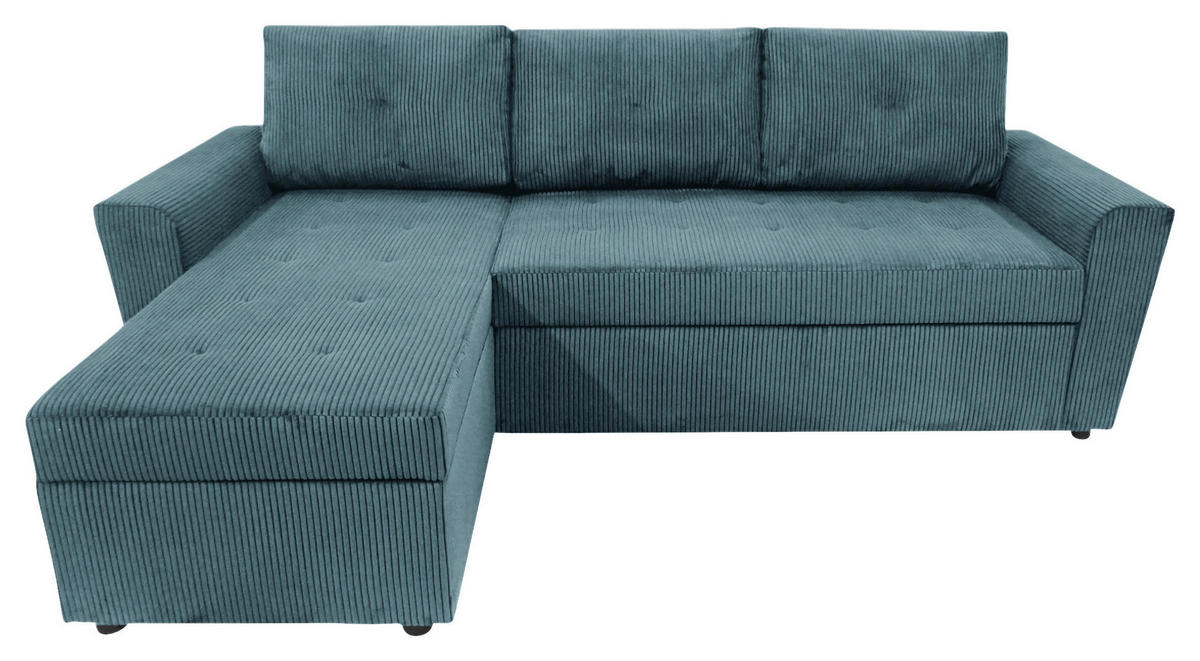 ECKSOFA TERMOLI in Cord Hellblau  155/231 cm  - Schwarz/Hellblau, Design, Kunststoff/Textil (155/231cm) - MID.YOU