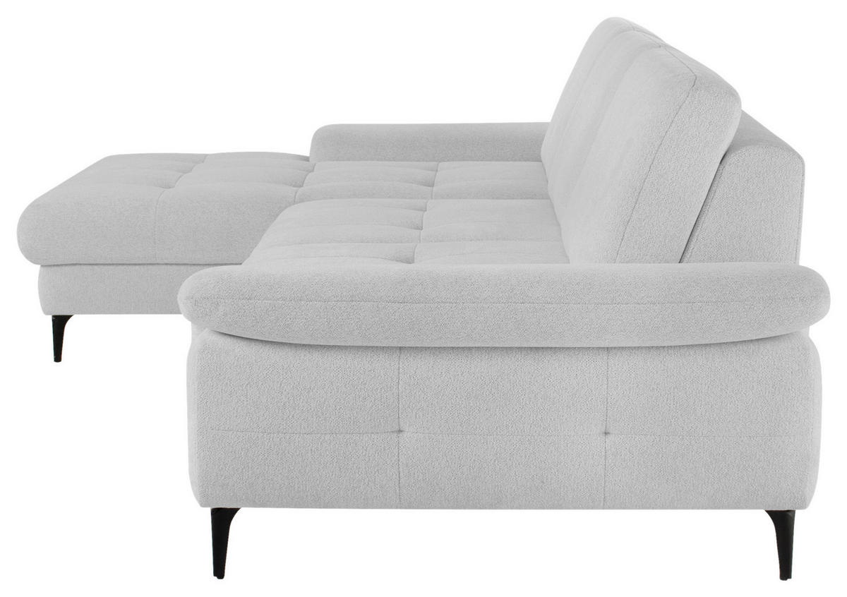 ECKSOFA ALMA in Chenille Hellgrau  191/285 cm  - Hellgrau/Schwarz, Design, Textil/Metall (191/285cm) - Livetastic