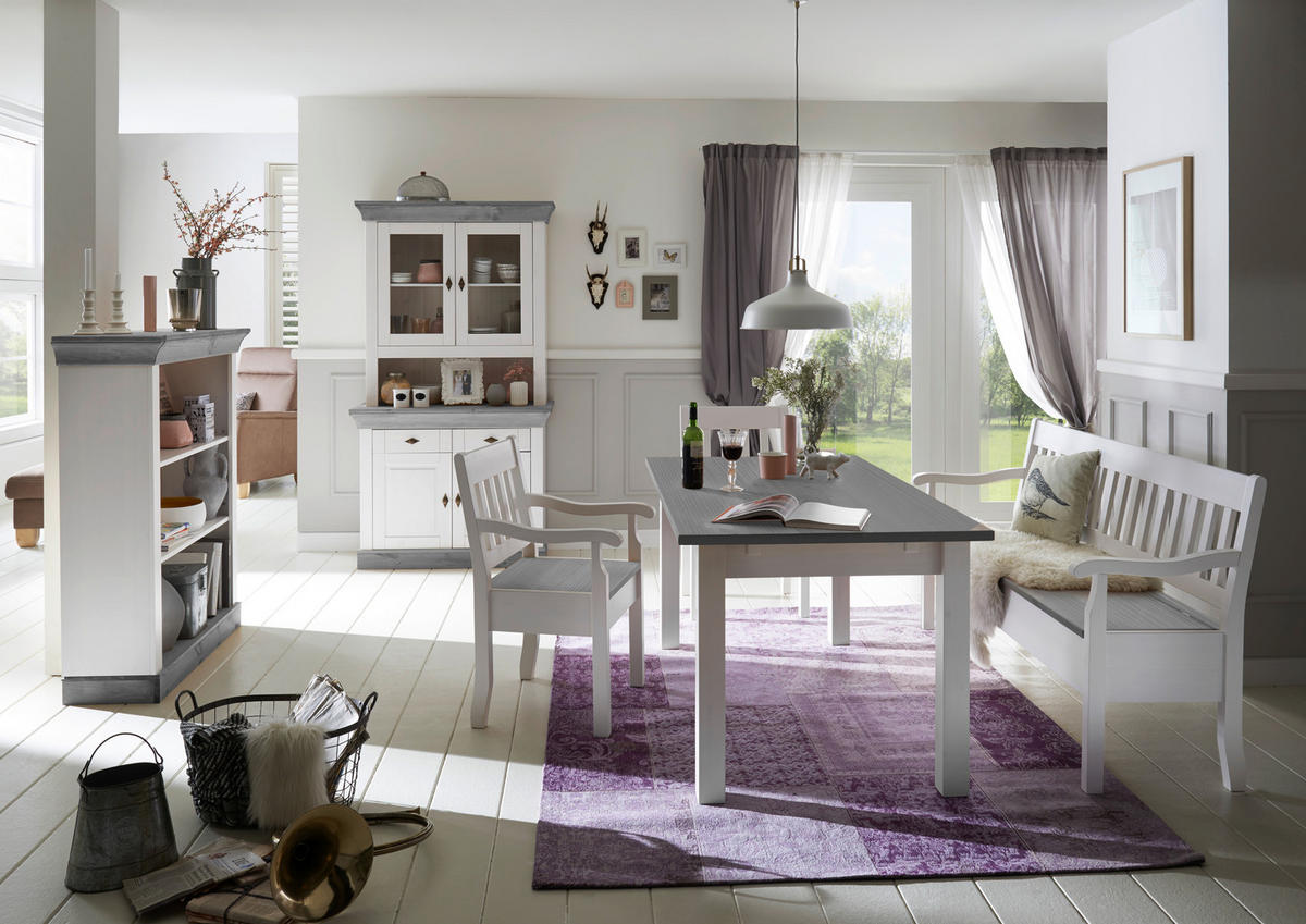 ESSTISCH in Holz 140/90/78 cm  - Weiß/Grau, ROMANTIK / LANDHAUS, Holz (140/90/78cm) - Boxxx