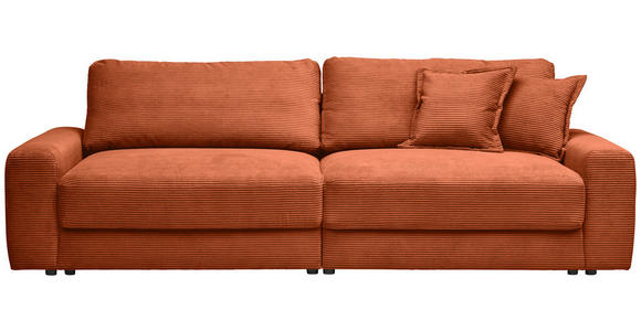 BIGSOFA in Cord Terracotta  - Terracotta/Schwarz, MODERN, Kunststoff/Textil (278/93/112cm) - Carryhome