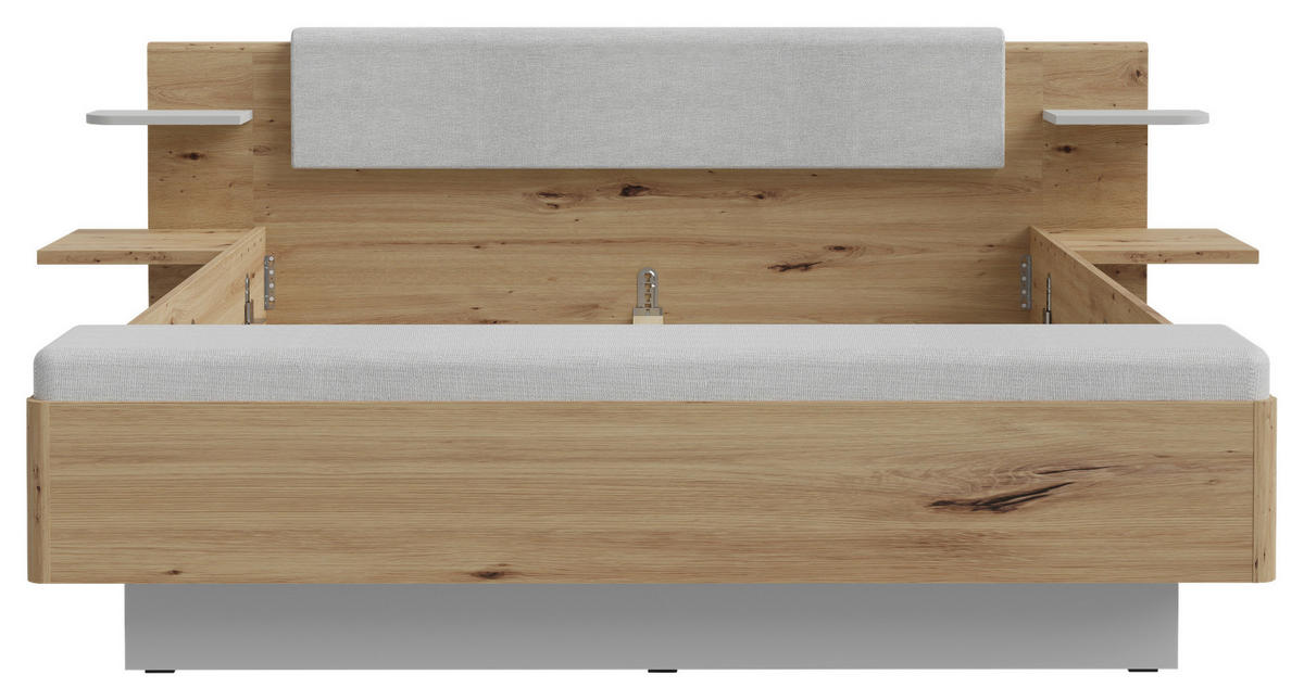 BETTANLAGE 180/200 cm  in Grau, Eiche Artisan   - Eiche Artisan/Grau, Konventionell, Holzwerkstoff/Textil (180/200cm) - Ti'me