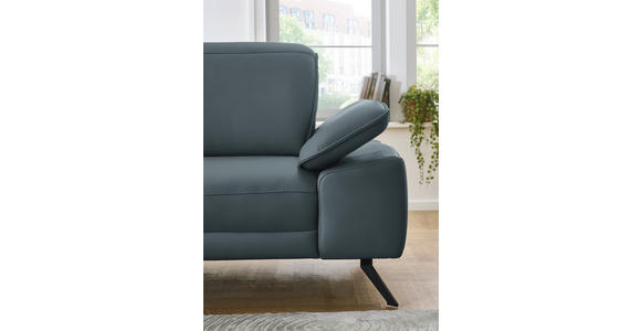 ECKSOFA in Echtleder Grau  - Schwarz/Grau, Design, Leder/Metall (193/332cm) - Dieter Knoll