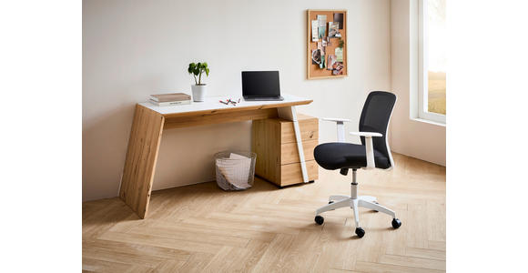 SCHREIBTISCH 166/60/75 cm in Weiß, Eiche Artisan - Schwarz/Eiche Artisan, Design, Holzwerkstoff/Kunststoff (166/60/75cm) - Cantus