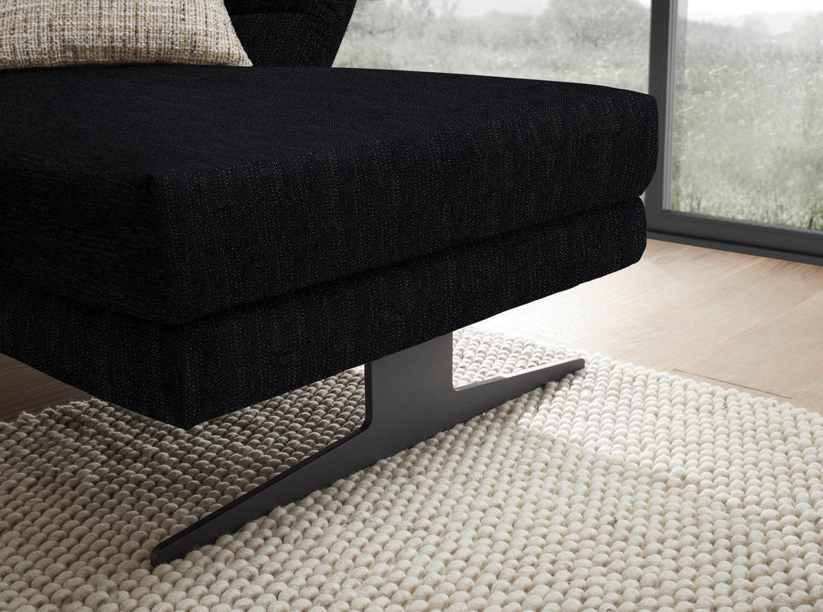 ECKSOFA in Flachgewebe Schwarz  279-327/176-217 cm  - Schwarz, Design, Textil/Metall (279-327/176-217cm) - Dieter Knoll