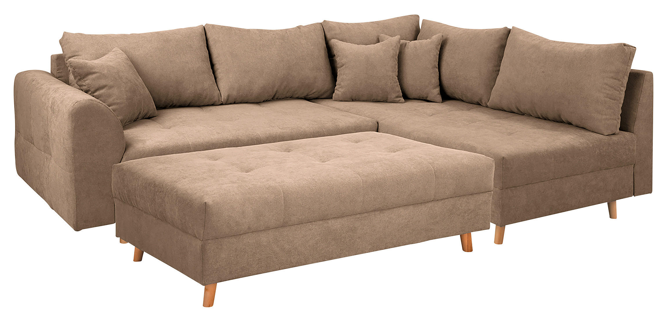 ECKSOFA inkl. Hocker Mikrofaser Beige  - Beige/Naturfarben, Design, Holz/Textil (161/231cm) - P & B