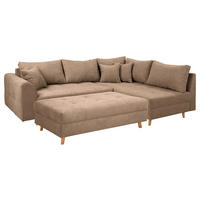 ECKSOFA inkl. Hocker Ariella in Mikrofaser Beige Rückenkissen, Hocker  161/231 cm  - Beige/Naturfarben, Design, Holz/Textil (161/231cm) - P & B