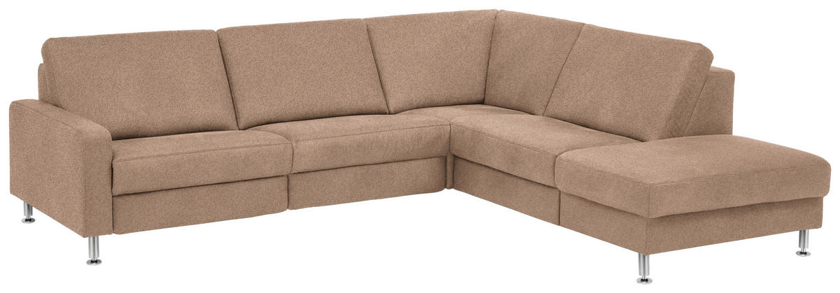 ECKSOFA in Mikrofaser Sandfarben  - Sandfarben/Alufarben, Design, Textil/Metall (275/242cm) - Dieter Knoll