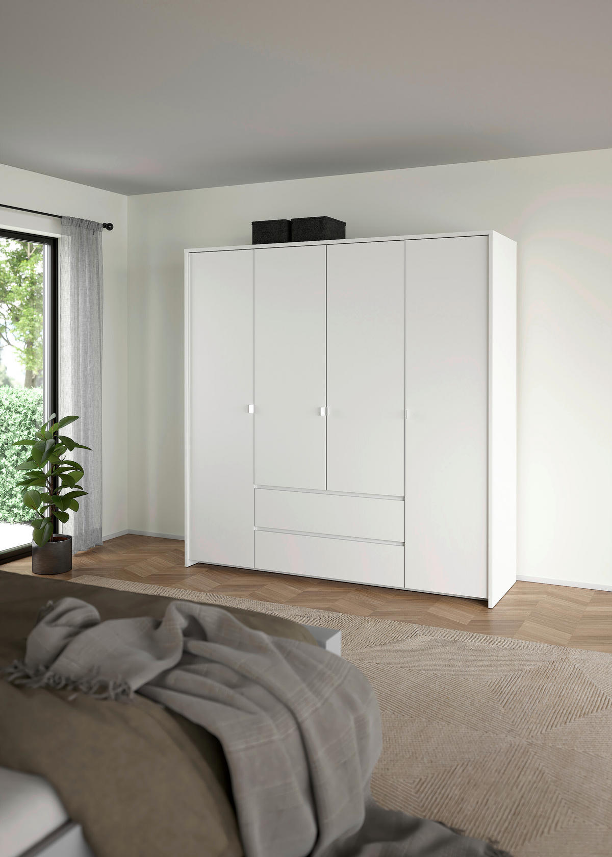 DULAP CU UȘI ROTATIVE alb  - alb, Konventionell, metal/material pe bază de lemn (197/202/58cm) - Boxxx