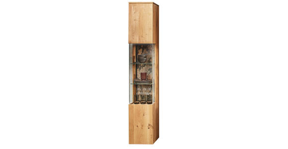 VITRINE in massiv Asteiche Eichefarben - Eichefarben/Schwarz, Natur, Glas/Holz (35/205,7/39,5cm) - Valnatura