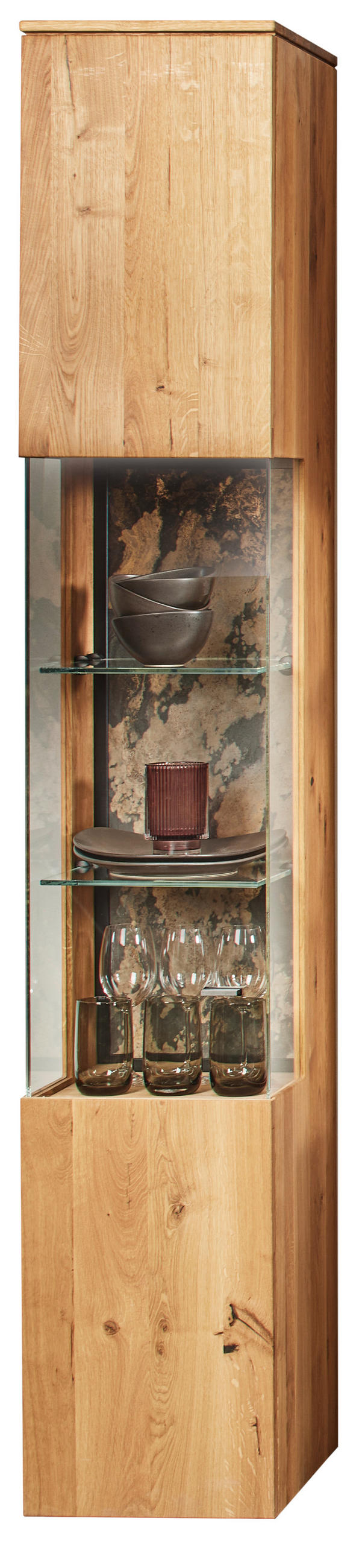 VITRINE Eichefarben  35/205,7/39,5 cm  - Eichefarben/Schwarz, Natur, Glas/Holz (35/205,7/39,5cm) - Valnatura