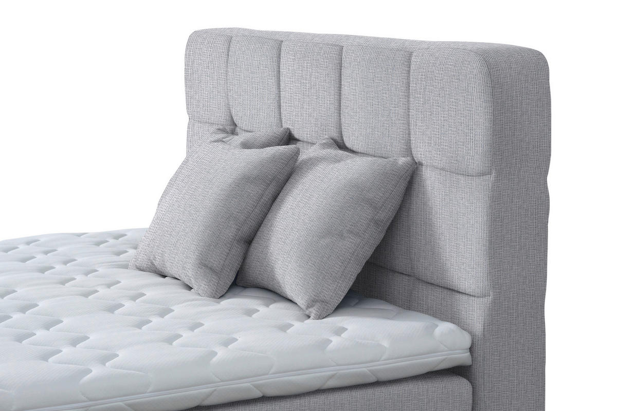 BOXSPRINGBETT 140/200 cm  in Hellgrau  - Hellgrau/Schwarz, Konventionell, Kunststoff/Textil (140/200cm) - Moderano