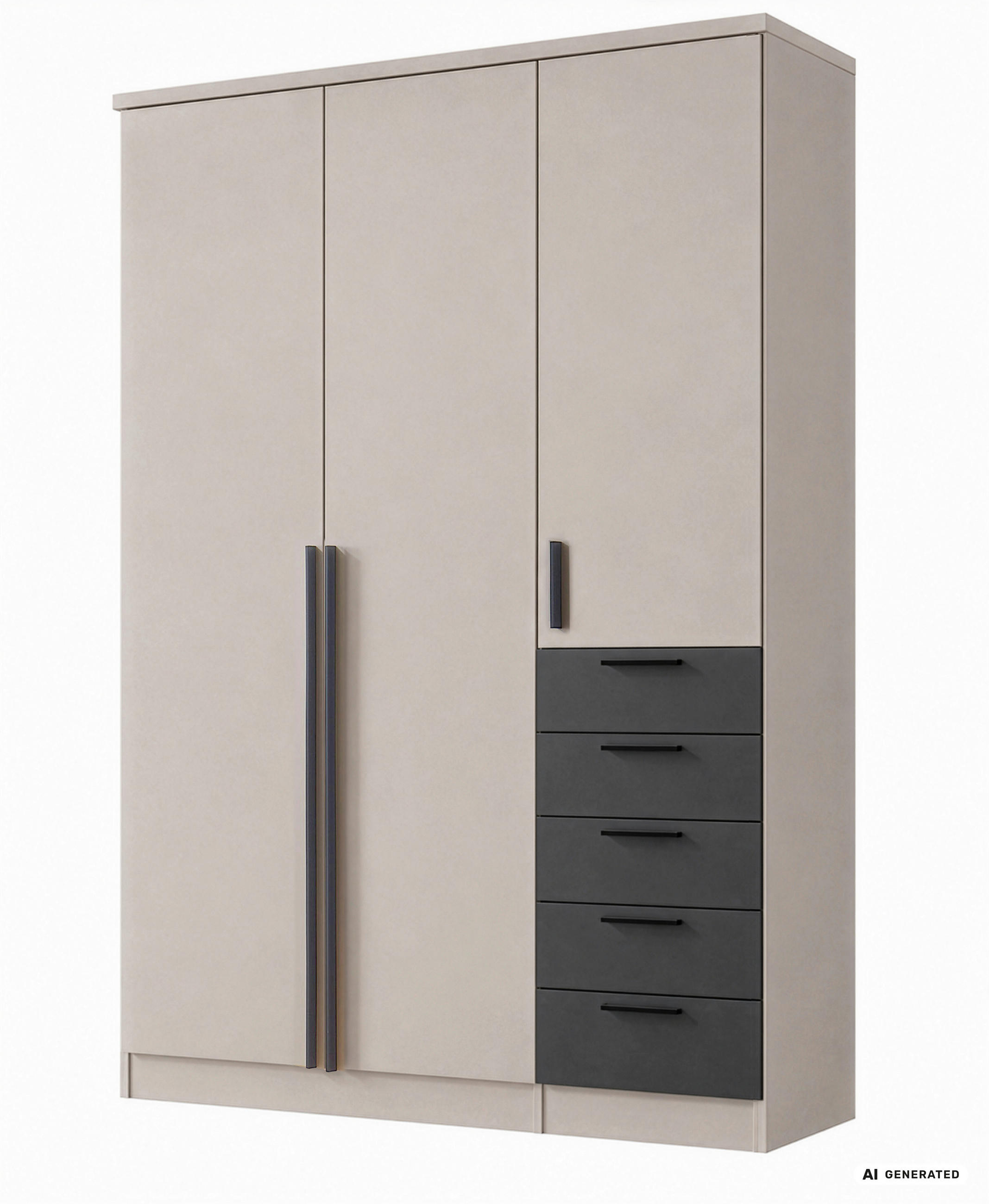 Livetastic Kleiderschrank Graphit, Kaschmir 135.6x210x52 cm