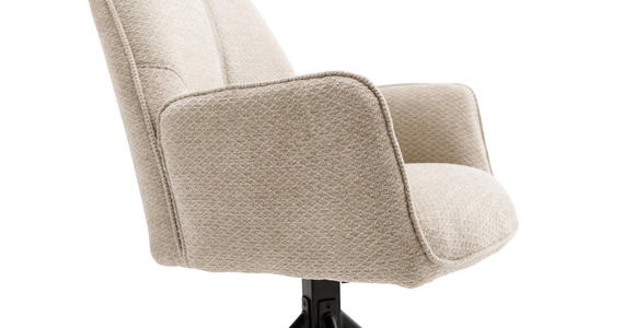 ARMLEHNSTUHL  Sitzfläche 180° drehbar, automatische Rückholfunktion  - Creme/Schwarz, Design, Textil/Metall (59/88/63cm) - Carryhome